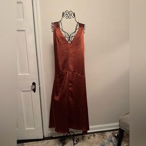 NWT Copper brown Elegant Satin Slip Dress